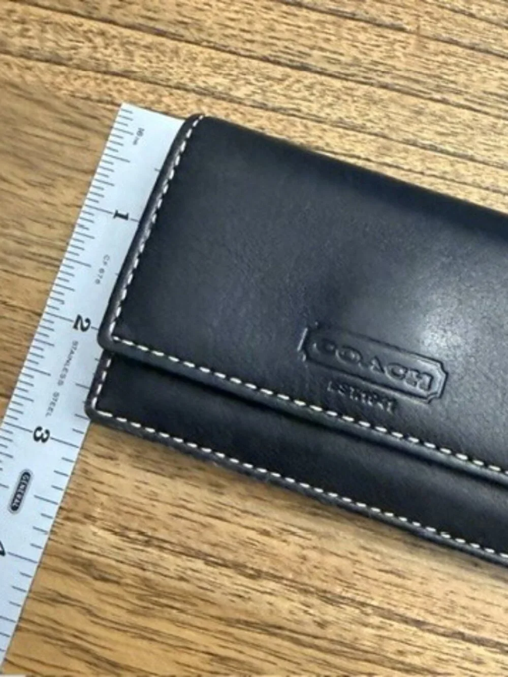 COACH Unisex Black Leather Card Case Wallet